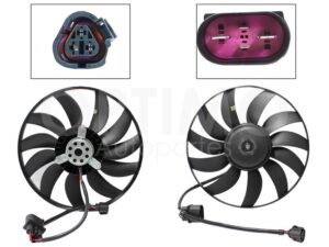 MMNV0352 MOTOVENTILADOR P/RADIADOR S/TOLVA 2-4PINES S/RES 2CONECTORES (CADDY 2.0L 16-19) (MOTOR/ASPA) GOLF A5/A6 GTI 1.9L DIESEL 08-13